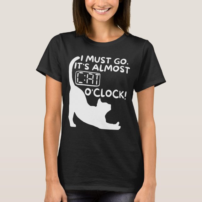T-shirt Je dois partir. C'est presque l'heure du chat  Drô (Devant)