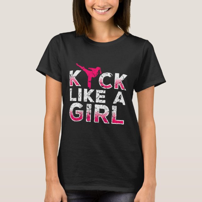 T-shirt Je donne des coups de pied comme une fille - kickb (Devant)