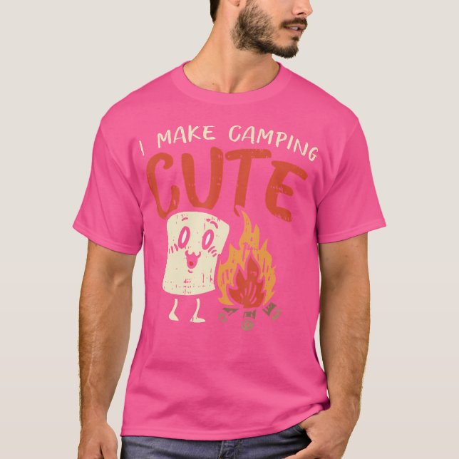 T-shirt Je Fais Camping Cute Marshmallow Camper Camper Ki (Devant)