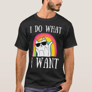 T-shirt Je Fais Ce Que Je Veux Café Café Noir Chat Rouge C