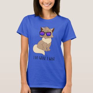 T-shirt Je fais ce que je veux - Chat drôle dans les lunet