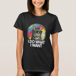 T-shirt Je Fais Ce Que Je Veux Drôle Calme Chat Lunettes d