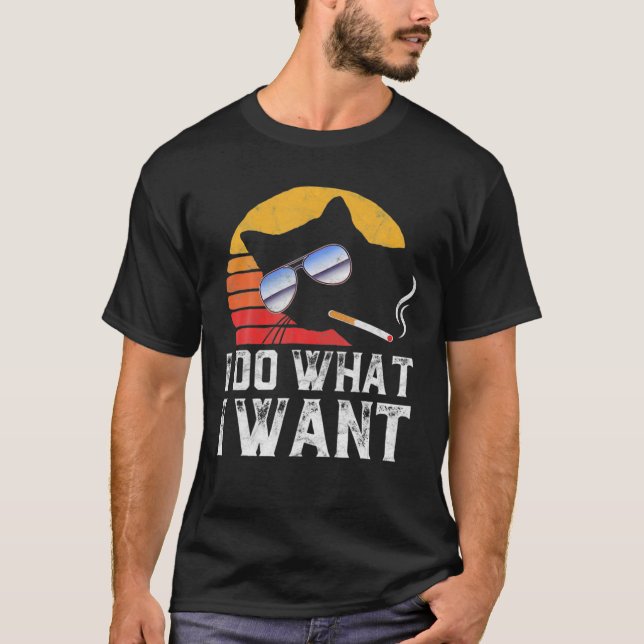 T-shirt Je Fais Ce Que Veut Cool Drôle Chat (Devant)