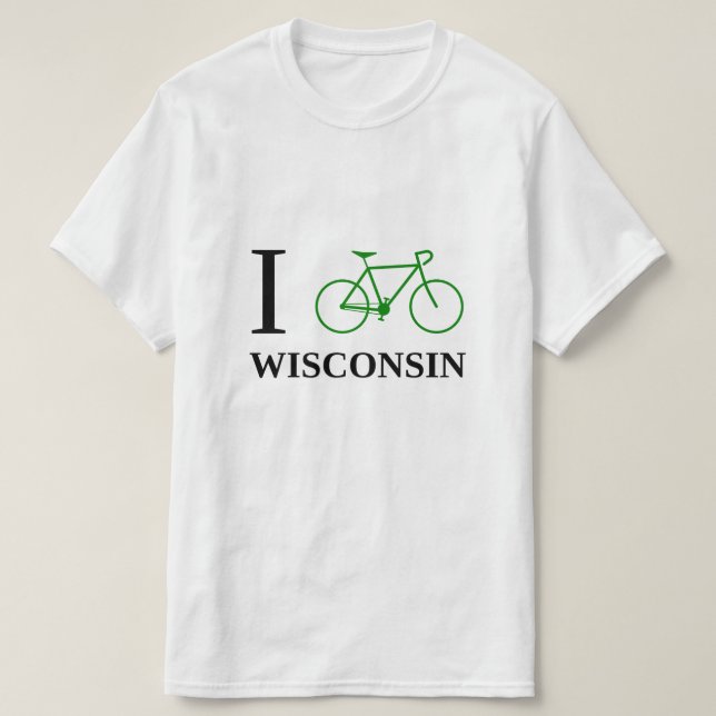 T-shirt Je fais du vélo le WISCONSIN (l'icône verte de (Design devant)
