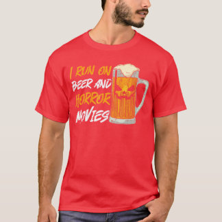 T-shirt Je fonctionne à la bière et aux films d'horreur Ci