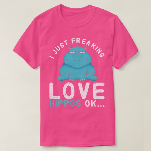 T-shirt Je Freaking Aimer Hippopotame Hippopotame (Design devant)
