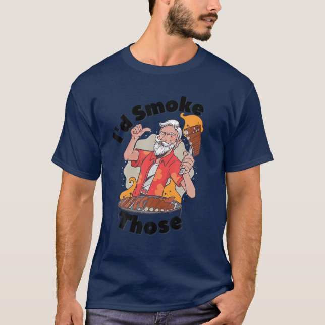 T-shirt Je fumerais ça | Id Fumer ceux-ci | Funny BBBQ Gri (Devant)