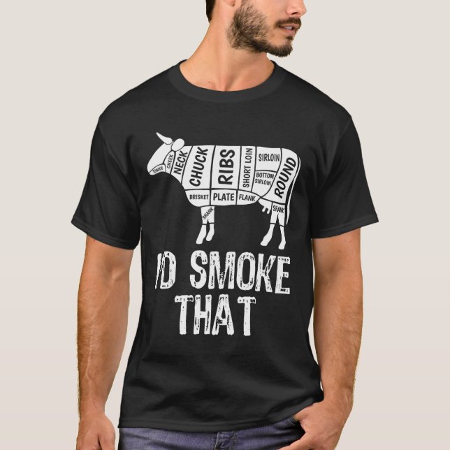 T-shirt Je fumerais ce barbecue de vache Fumer Grillant M (Devant)