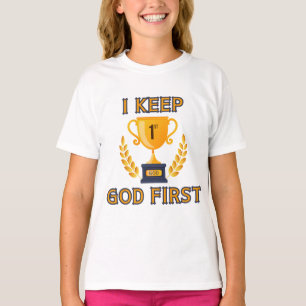 T-shirt Je garde Dieu Première Fille Fondée sur la Foi
