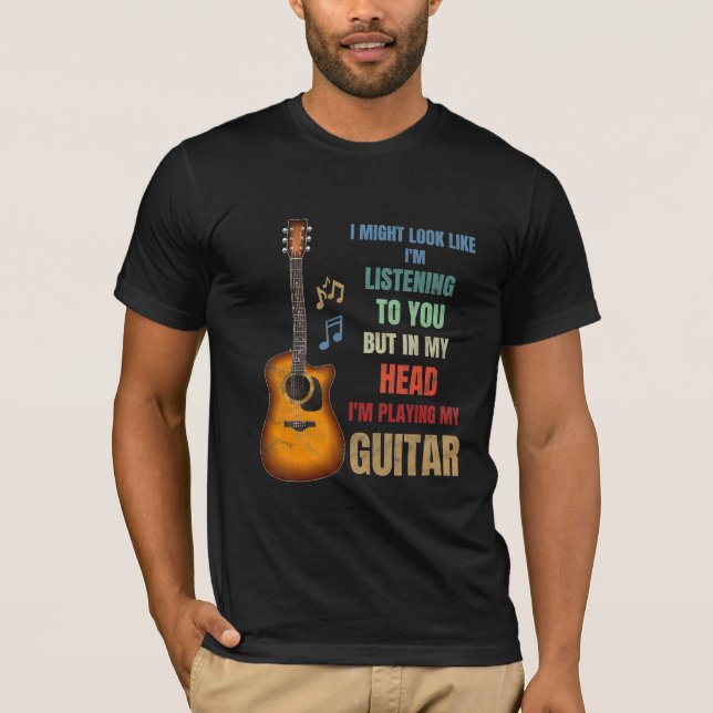 T-shirt je joue de la guitare dans mon cadeau de tête (Devant)