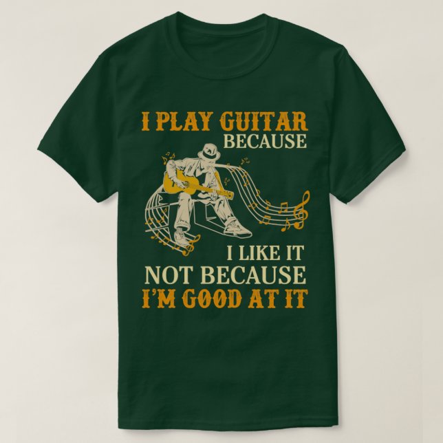 T-shirt Je joue de la guitare parce que je l'aime pas parc (Design devant)