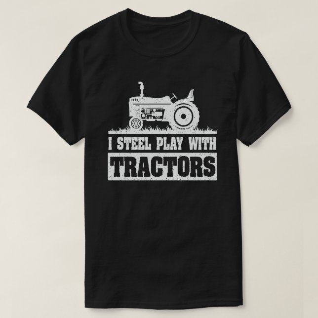 T-shirt Je Joue Toujours Avec Tracteurs Drôle Don Fermier (Design devant)