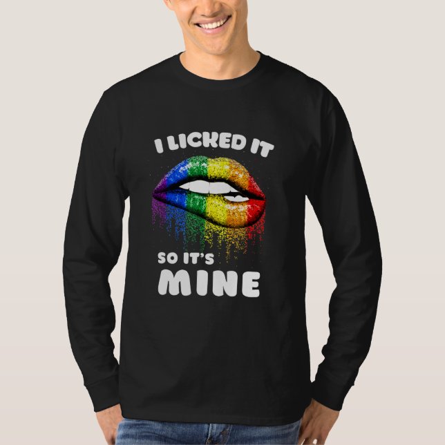 T-shirt Je L'Ai Laissé Donc Sa Mine - Lgbt Lips Rainbow -  (Devant)