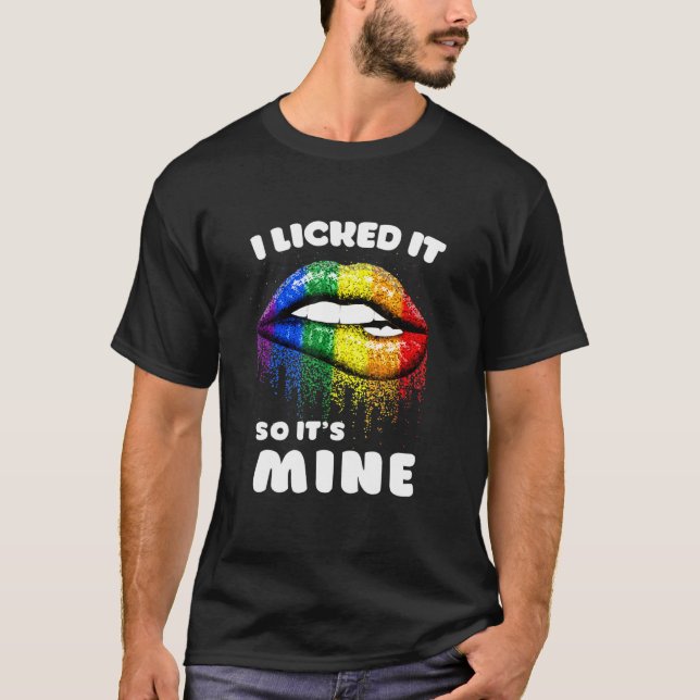 T-shirt Je L'Ai Laissé Donc Sa Mine - Lgbt Lips Rainbow -  (Devant)