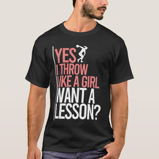 T-shirt Je Lance Comme Une Fille DisqueLancerDisque et pis (Devant)