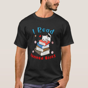T-shirt Je lis des livres interdits Black Cat Reader Bookw
