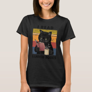 T-shirt Je lis des livres interdits Bookworms Vintage Chat