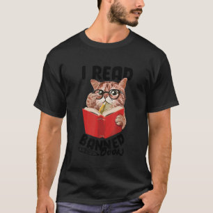 T-shirt Je lis des livres interdits Chat Lectrice Bookworm