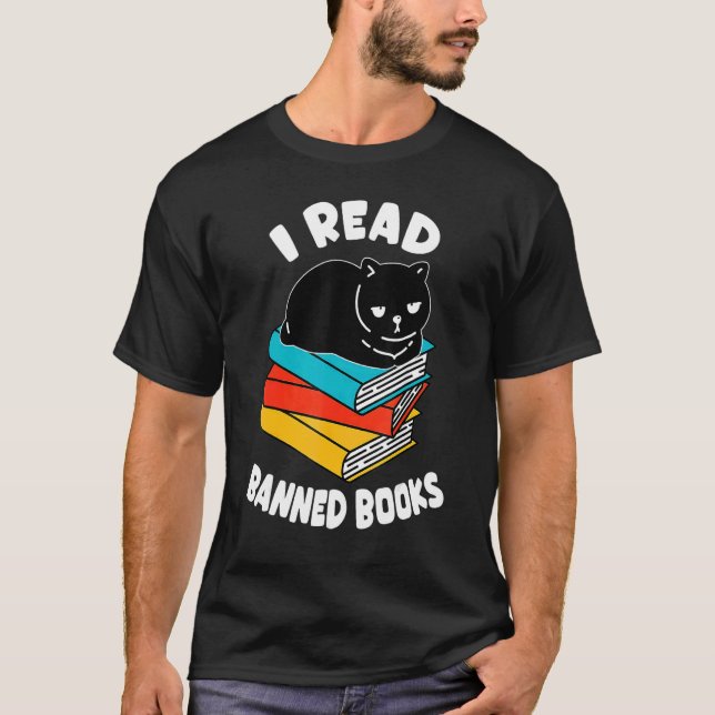 T-shirt Je lis des livres interdits Lectrice Black Cat Bib (Devant)