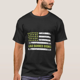 T-shirt Je Lis Livres Interdits Retro Usa Drapeau Lecture