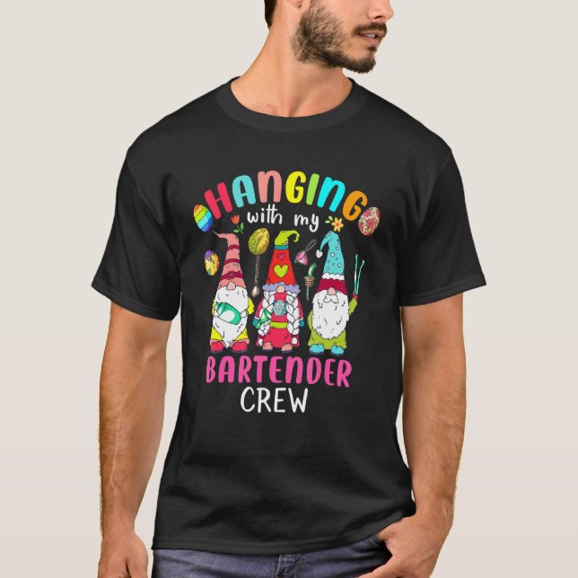 T-shirt Je M'Accroche Avec Mon Bartender Crew Gnomies Bart (Devant)