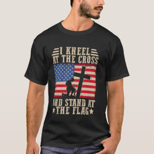 T-shirt Je m'agenouille à la croix militaire patriote vété
