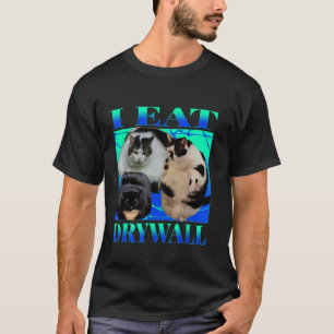 T-shirt Je mange de la cloison sèche Chat MEME DRÔLE Chat