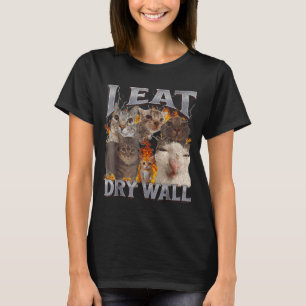 T-shirt Je mange de la cloison sèche Mème de chat drôle Gr