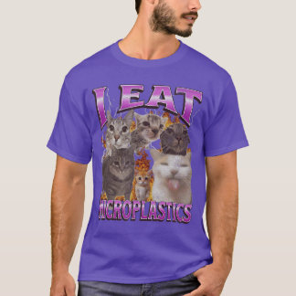 T-shirt Je mange des microplastiques Mème de chat drôle Bo