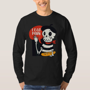 T-shirt Je Mange Douleur Français Squelette Pain Langue Pu