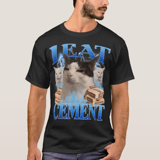 T-shirt Je mange du ciment drôle de chat (Devant)