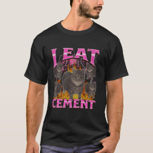 T-shirt Je mange du ciment drôle Oia Oia Cat Meme Bootleg