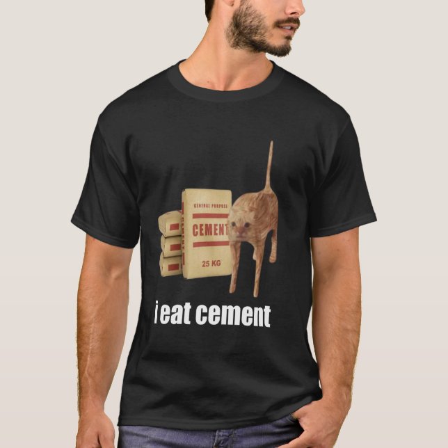T-shirt Je Mange Du Ciment Maudit Chat Drôle Étrange Spéci (Devant)