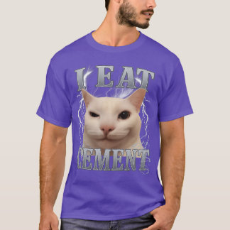 T-shirt Je mange du ciment Mème de chat idiot Drôle Hommes