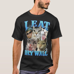 T-shirt Je mange du mur sec Mème de chat drôle
