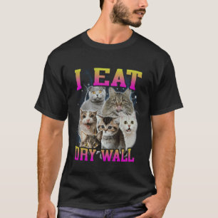 T-shirt Je mange mur sec drôle dank chat mème 90s contrefa