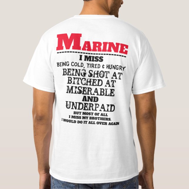 T-SHIRT JE MANQUE D'ÊTRE FROID, FATIGUÉ ET FAIM (Dos)