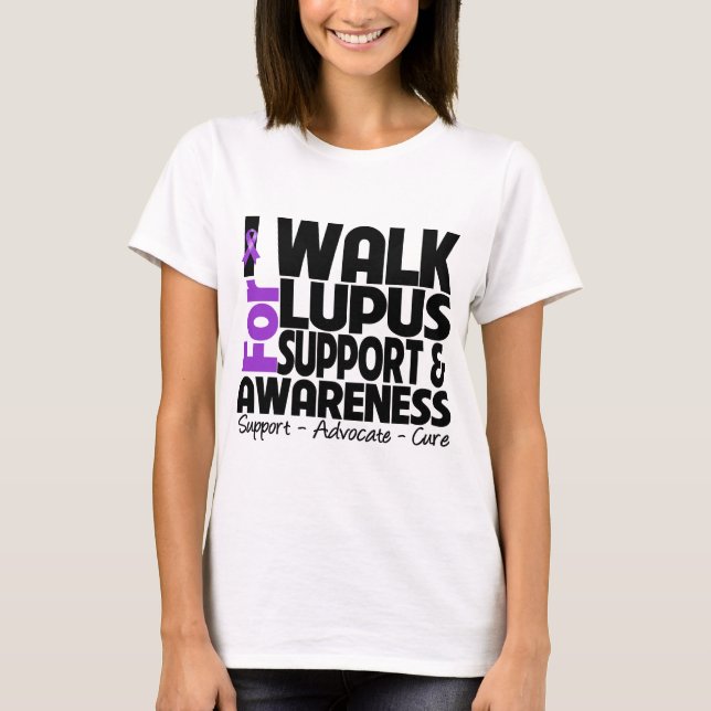 T-shirt Je marche pour la conscience de lupus (Devant)