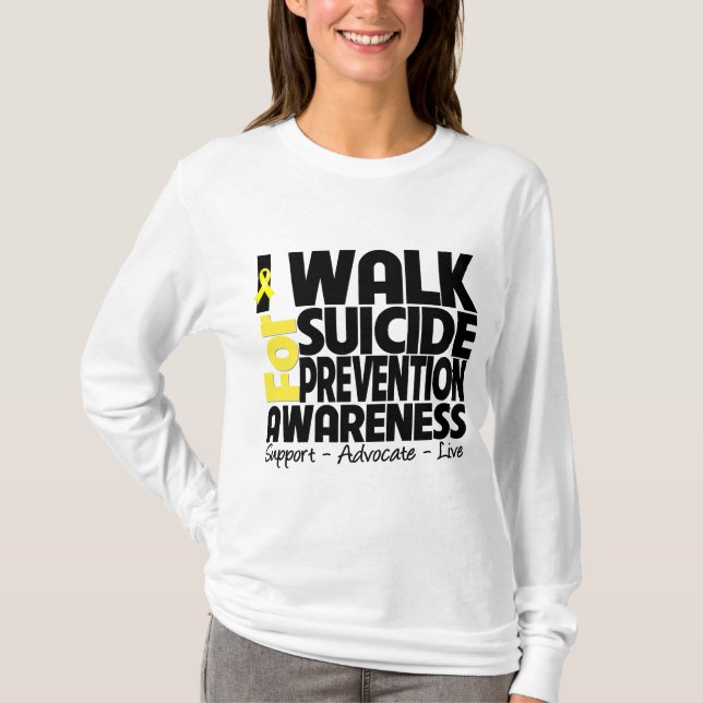 T-shirt Je marche pour la conscience de prévention de (Devant)