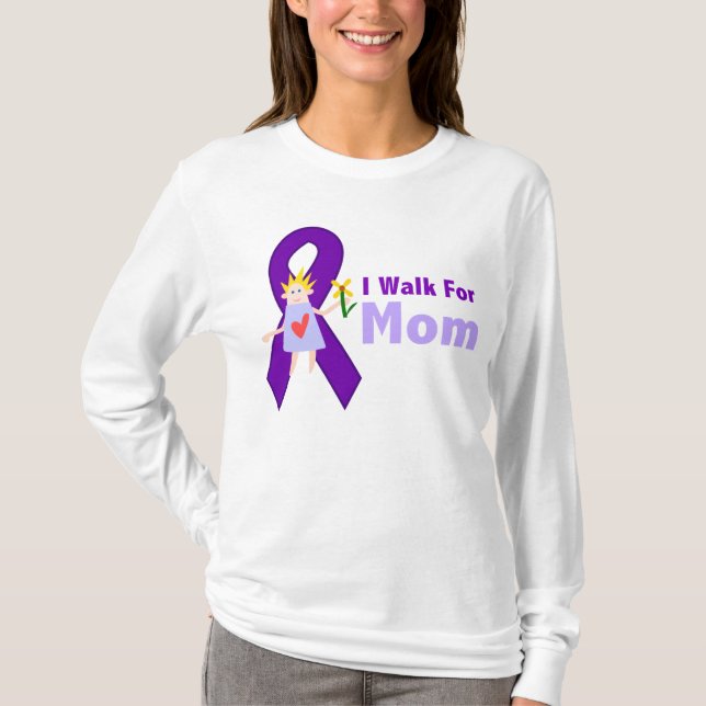 T-shirt Je marche pour le cadeau d'Alzheimer de maman (Devant)
