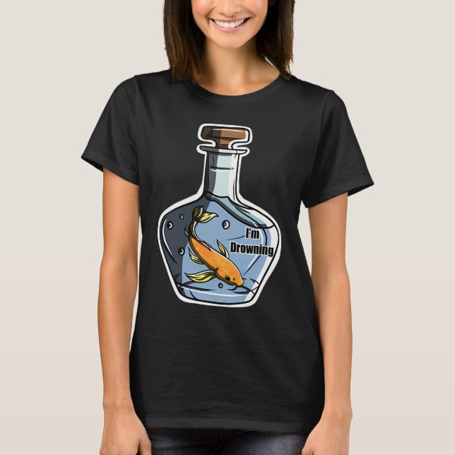 T-shirt Je me noie, poisson (Devant)