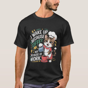 T-shirt Je me réveille parce que le café pas à cause du tr