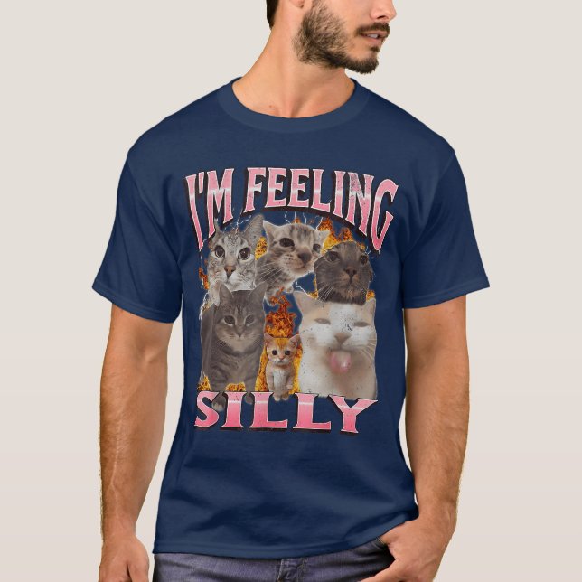 T-shirt Je me sens idiot drôle chat mème contrefaçon rétro (Devant)