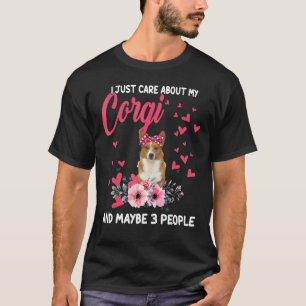 T-shirt Je Me Soucie De Mon Corgi Floral Corgi Chien