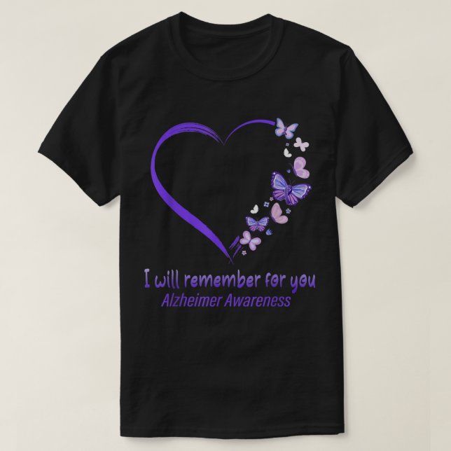T-shirt Je me souviens pour vous Alzheimer Sensibilisation (Design devant)