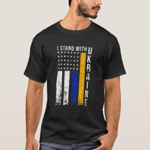 T-shirt Je Me Tiens Avec L'Ukraine Drapeau Américain Drape