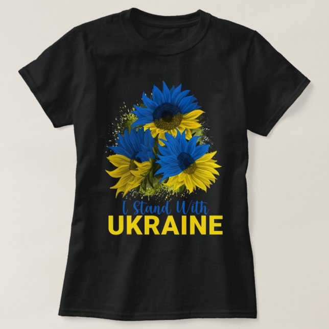 T-shirt Je Me Tiens Avec L'Ukraine Drapeau De Tournesol Pa (Design devant)