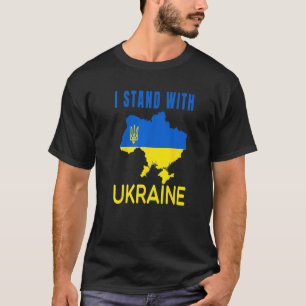 T-shirt Je Me Tiens Avec L'Ukraine Drapeau Emblème Carte P