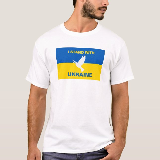 T-shirt Je me tiens avec l'Ukraine Pavillon ukrainien Dove (Devant)
