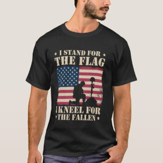 T-shirt Je me tiens debout pour le drapeau, je m'agenouill